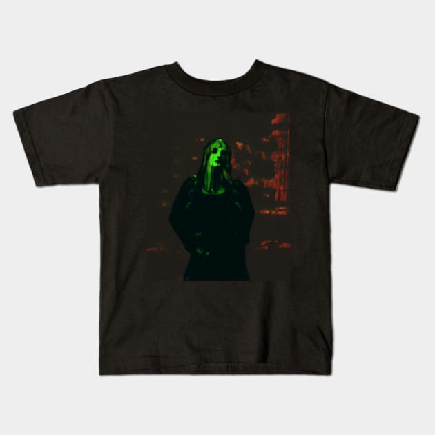 Very cool looking guy. Dark, but so cool. Moon on forehead. Green and orange. Kids T-Shirt by 234TeeUser234